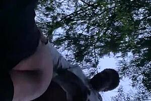 sexy bbw takes sunset backshots deep in the forest