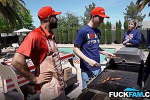 Stepmom Faints Watching Stepdaughter Penelope Kay Fuck Husband and Stepson Josh Rivers in Taboo 3some with Big Ass Action