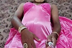 Indian sexy CD Lara Dsouza in pink satin nighty