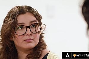 Stunned Leana Lovings discovers stepmom wearing strap-on