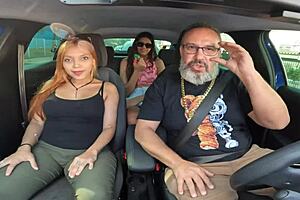 Check out Carioca Kah Fox stripping naked in the car with her giant ass! She shows tight pussy and talks dirty during first-time interview ride.