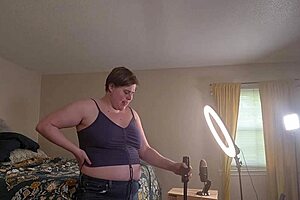 clara crisp milf bbw shows hairy armpit and belly in giantess video bts