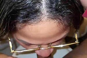 i catch my best friend's mom sniffing her panties and she sucks me off until i cum in her mouth