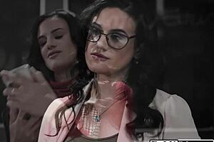 Teen girl tells big tit teacher, your stepson will fuck my tight shaved pussy to boost my grades now.