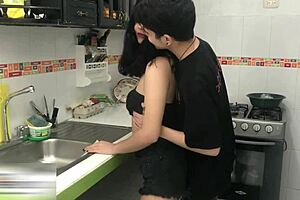 I feel so horny as stepbrother pounds me hard all over the empty house with deep thrusts.