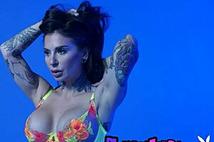 hey, check out petite busty milf joanna angel slipping out of her colorful neon lingerie