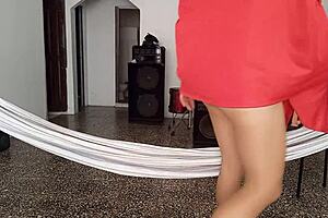 She dressed as a submissive Indian for solo amateur masturbation. Flashing her tight cute pussy in clothed cowgirl style as an exhibitionist.