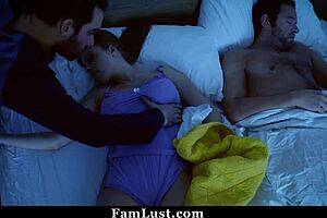 hey, stepson fondles britney ambers tight milf body while she is sleeping for famlust cumshot