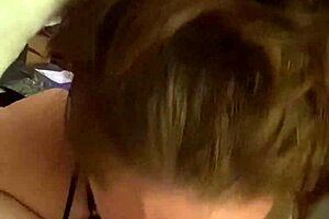 sexy milf gives a pov blowjob with deepthroat action