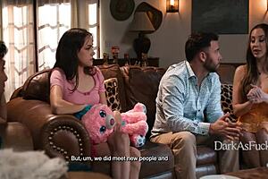 Selena Love and Melissa Stratton reveal jaw-dropping step family secrets on vacation. Dark as fuck fantasies unfold with taboo exploitation in a group setting.