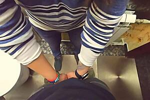 Stranger cums in my panties again inside restaurant toilet.