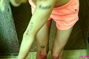 Picture-perfect blonde took a shower to refresh!