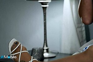 horny wives invite over a sexy babe to eat her pussy while one watches the lesbian licking and scissoring