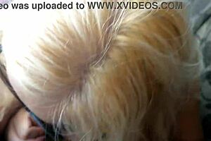 blowjob in the backyard turns into homemade cum in mouth for blonde latina milf with big ass. she flashes skirt in garden fun.