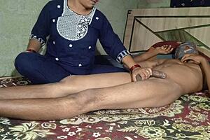 Indian village couple enjoys romantic first-time sex in bathroom with desi step sister