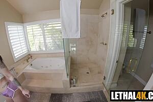 Whoa, cute teen Raven Lane handles Nick's massive cock like a pro.