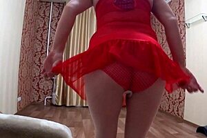 Homemade striptease shows a pregnant milf in sexy outfit from pov angle.