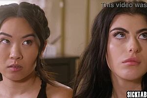 Horny milf joins two sitters for intriguing lesbian threesome with pussy licking and spanking