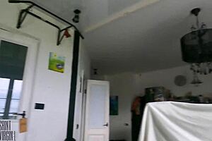 The cleaning lady seduced the owner with her big tits and riding skills. She let him creampie her pussy in hot couple orgasm.