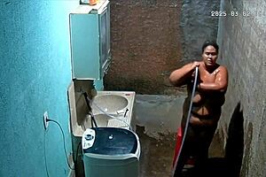 omg hidden camera catches brazilian stepmom depilating while stepson watches her huge tits and fat ass 😱