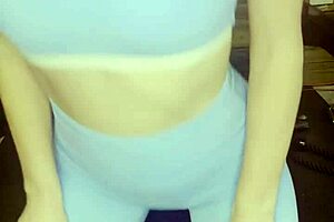 hey this sexy horny milf is fingering and dildo fucking herself hard in the gym workout 😈