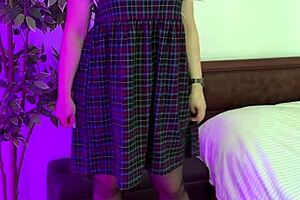 hey check out this sexy milf in crotchless panties and stockings showing off her big ass and lingerie