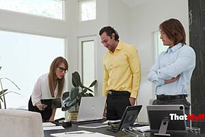 I can't believe I'm in this threesome with my insufferable MILF boss to even the score.