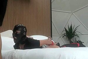 Milf bound in pantyhose heels gagged blindfolded for rough fucking in every hole