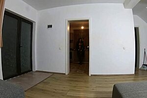 Milfycalla cum play on new long black shiny puffy jacket for impotent husband to lick preview