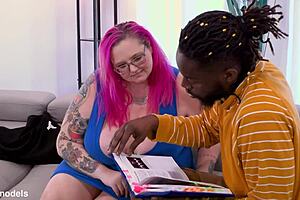 Sexy fat milf Sara Star couldn't resist student's BBC! She takes cum in mouth after riding.