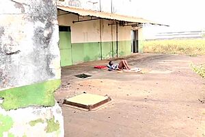 Dominate My Neighbor's Pussy with Dildo in Abandoned Garage While She Squirts Creampie and Takes Anal Deepthroat Action Outdoors