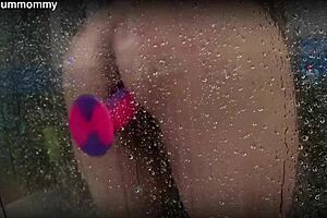 Spied on my chubby roommate using her new toy in the shower