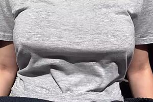 Horny stepmom Artemisia Love bounces big boobs in outdoor nipple session