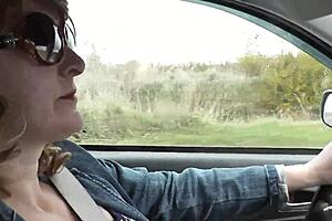 Sexy milf Frina stops car on side of road but why does she finger wet pussy for strong orgasm?