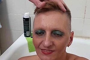 Watch out! German MILF Sandra gets cum all over her face in explosive cumshot!