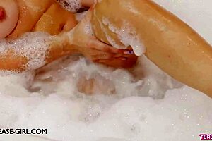Delightful Young 18+ Brunette Model Takes Relaxing Bath