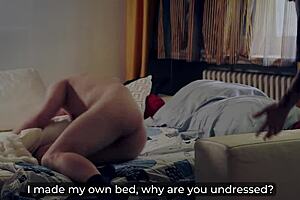 step mom shares bed with step son. they enjoy some naughty nighttime fun with foreplay and spooning.