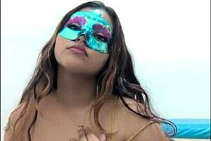 Brunette student takes the questionnaire before exams she touches her big tits in such a sexy way oh man.