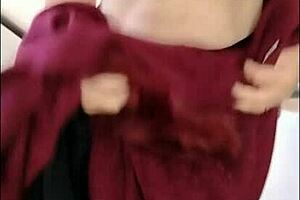 Stepmom flashes in see-through pants outdoors, showing off lingerie and legs. Milf teases with public exhibitionist vibe!🔥👀