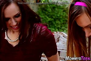 Hey, Can You Show Me How To Rub My Lez Stepdaughter's Small Tits Outdoors?