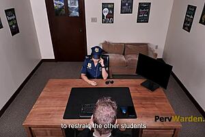 Pervwarden narrative shows cop lady turned into a whore by powerful teacher with mature mommy reality punishment in office garage.