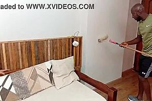 The Brazilian milf screamed as the hung black painter creampied her ass and pussy wildly.