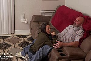 sex freak freya von doom drops by to see stepdad and his new wife for taboo fun