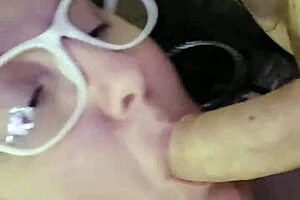 This cock gobbling slut is giving hardcore oral in homemade style