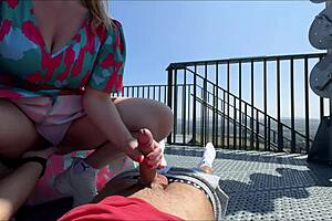 big ass girl takes cock at the viewpoint - so risky public sex