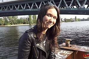 German scout picks up small dirty milf cougar Kristina Grace for a wild dp anal sex casting interview