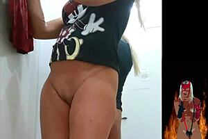 Hot Milf Showing Pussy And Ass In Store Fitting Room While Trying On Sexy Lingerie And Panties Outdoors