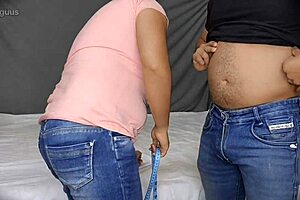 Lady tailor touches my dick then I fuck her and cum on her leg!