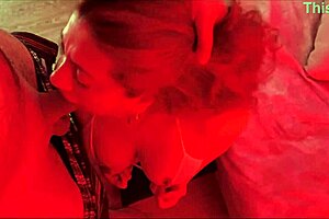 i'm that latina milf under red light suckin balls spittin on dick givin handjob gettin huge facial cumshot