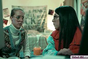 Nerd Babe Scissoring Intensely with Lesbian BFF in Hairy Fantasy